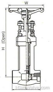800 Lb, Bolted Bonnet(BB),Bolted Gland(BG), Outside Screws and Yoke(OS&Y), Bellows Seal Gate Valve-Dimension(mm) and Weights(Kg)