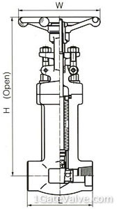 800 Lb, Bolted Bonnet(BB), Outside Screws and Yoke(OS&Y), Bellows Seal Gate Valve-Dimension(mm) and Weights(Kg)