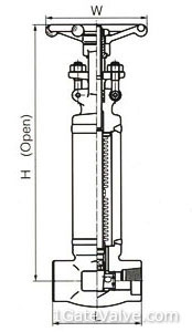 800 Lb, Welded Bonnet(WB), Bolted Gland(BG), Outside Screws and Yoke(OS&Y), Bellows Seal Gate Valve-Dimension(mm) and Weights(Kg)