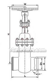 Manual welding vacuum wedge gate valve constructral diagram